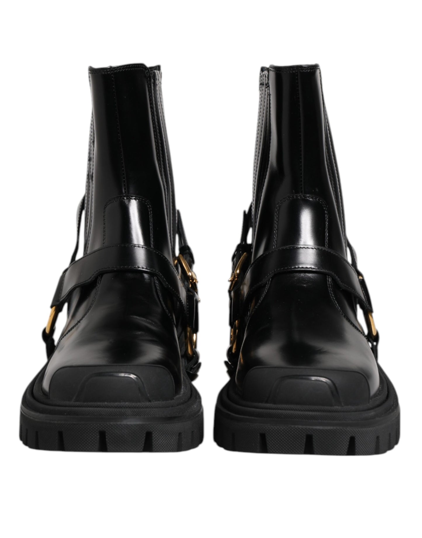 Dolce &amp; Gabbana Black Leather Chelsea Men Short Boots Shoes