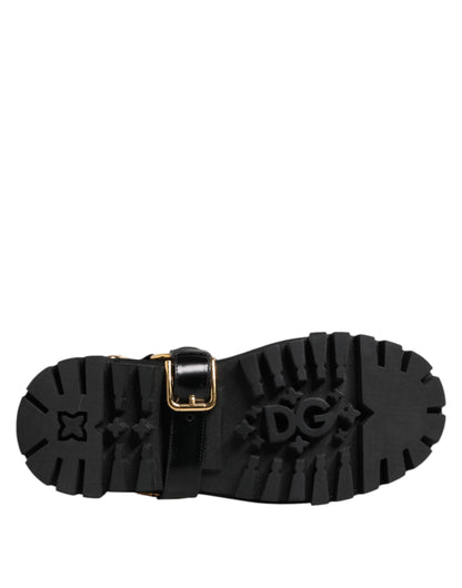 Dolce &amp; Gabbana Black Leather Chelsea Men Short Boots Shoes