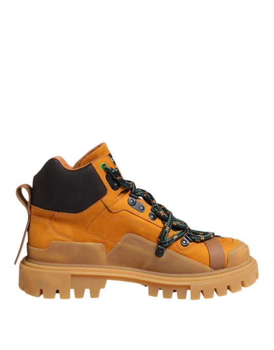 Dolce &amp; Gabbana – Orangefarbene Trekking-Stiefeletten mit Schnürung