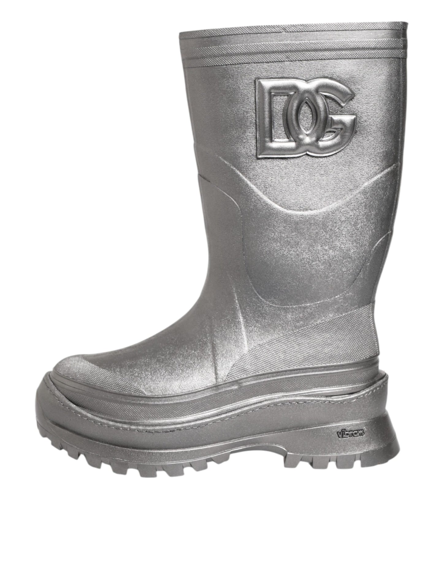 Dolce &amp; Gabbana Metallic Silber Pull On Regenstiefel Schuhe