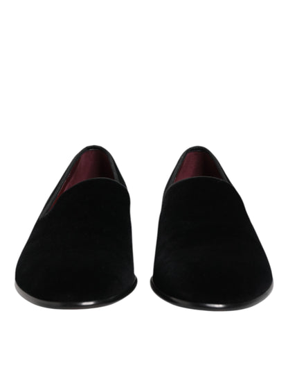 Dolce &amp; Gabbana – Slipper aus schwarzem Samt für Herren
