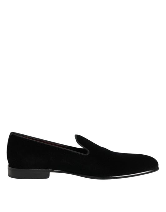 Dolce &amp; Gabbana – Slipper aus schwarzem Samt für Herren