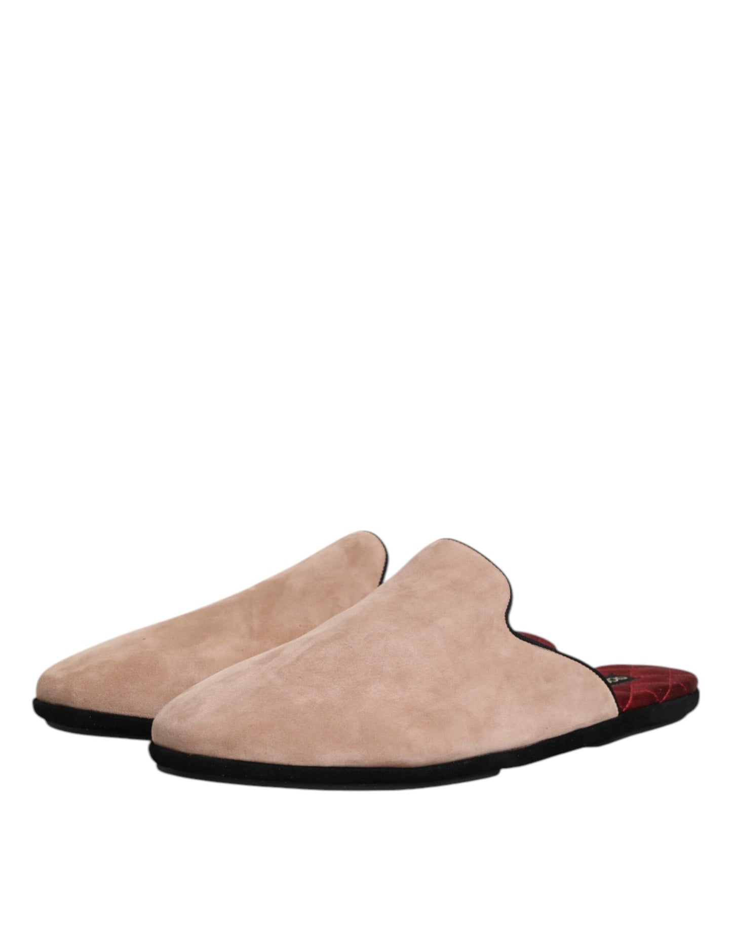 Dolce &amp; Gabbana – Flache Pantoletten aus Wildleder in Beige