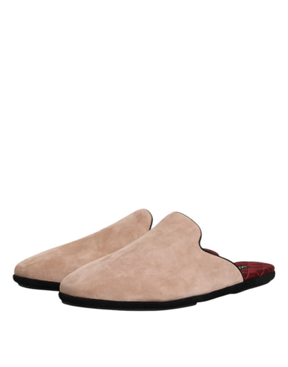 Dolce &amp; Gabbana – Flache Pantoletten aus Wildleder in Beige
