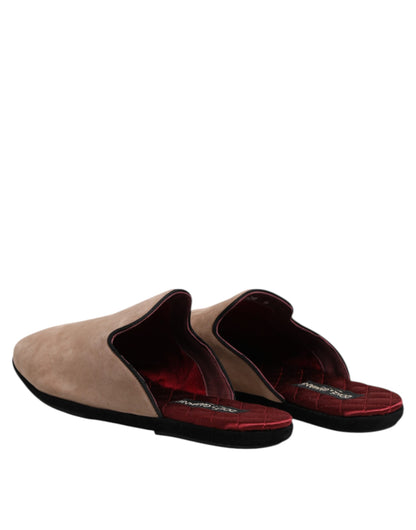 Dolce &amp; Gabbana – Flache Pantoletten aus Wildleder in Beige