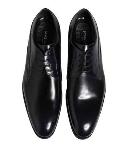 Dolce &amp; Gabbana – Marineblaue Derby-Schuhe aus Leder mit Schnürung