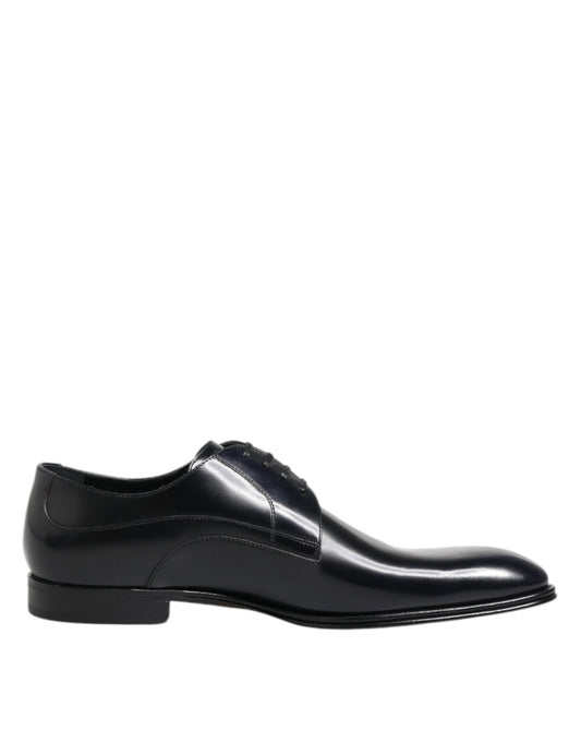 Dolce &amp; Gabbana – Marineblaue Derby-Schuhe aus Leder mit Schnürung