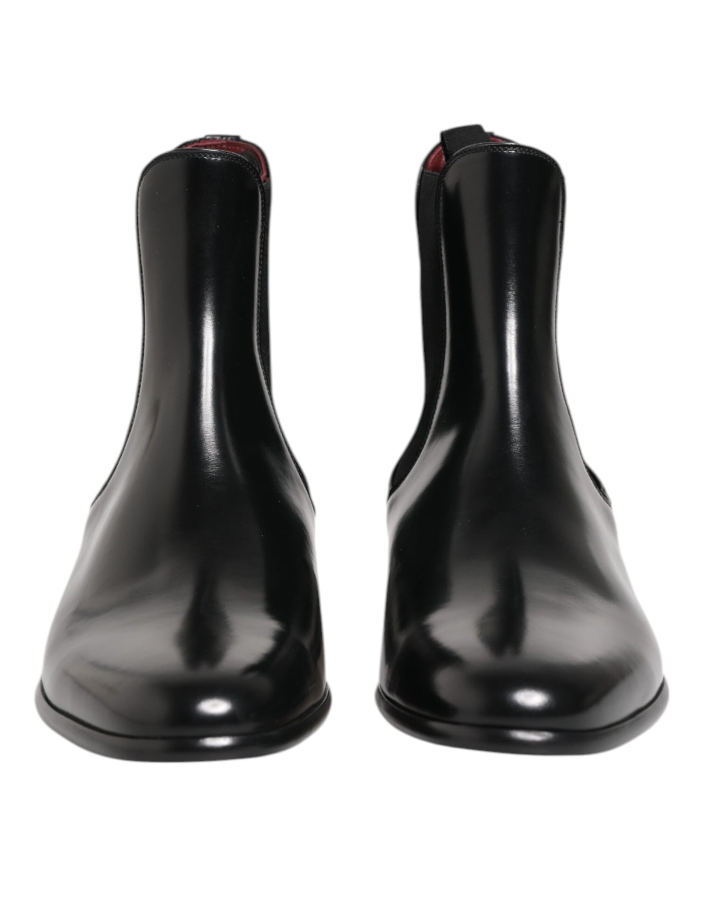 Dolce &amp; Gabbana Black Leather Slip On Mid Calf Boots Shoes