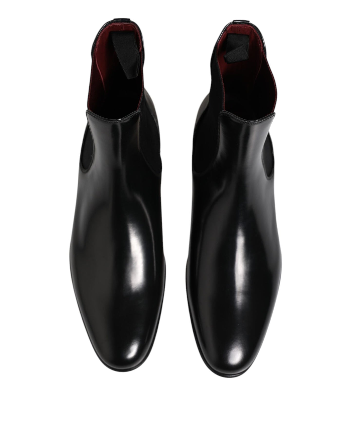 Dolce &amp; Gabbana Black Leather Slip On Mid Calf Boots Shoes
