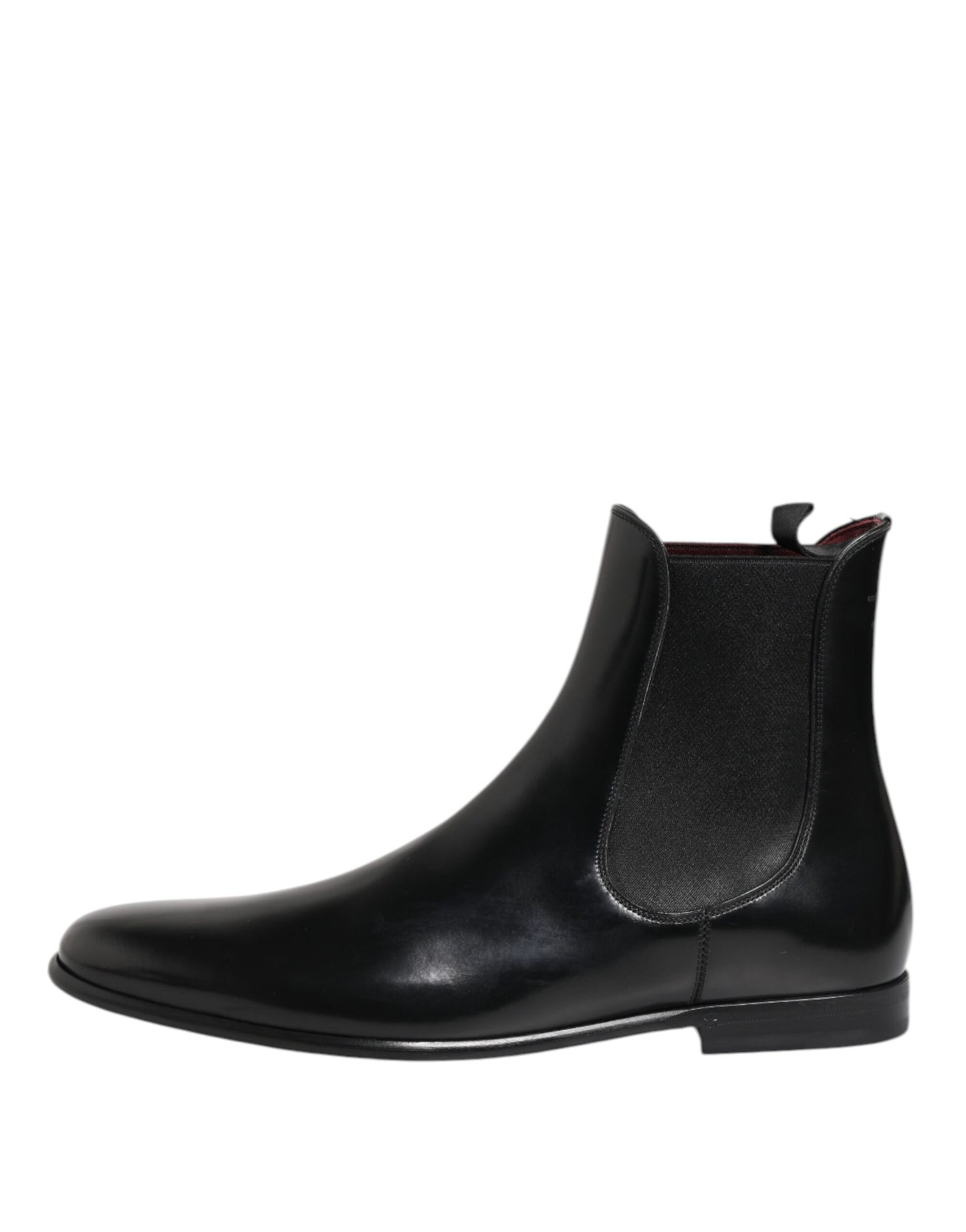 Dolce &amp; Gabbana Black Leather Slip On Mid Calf Boots Shoes