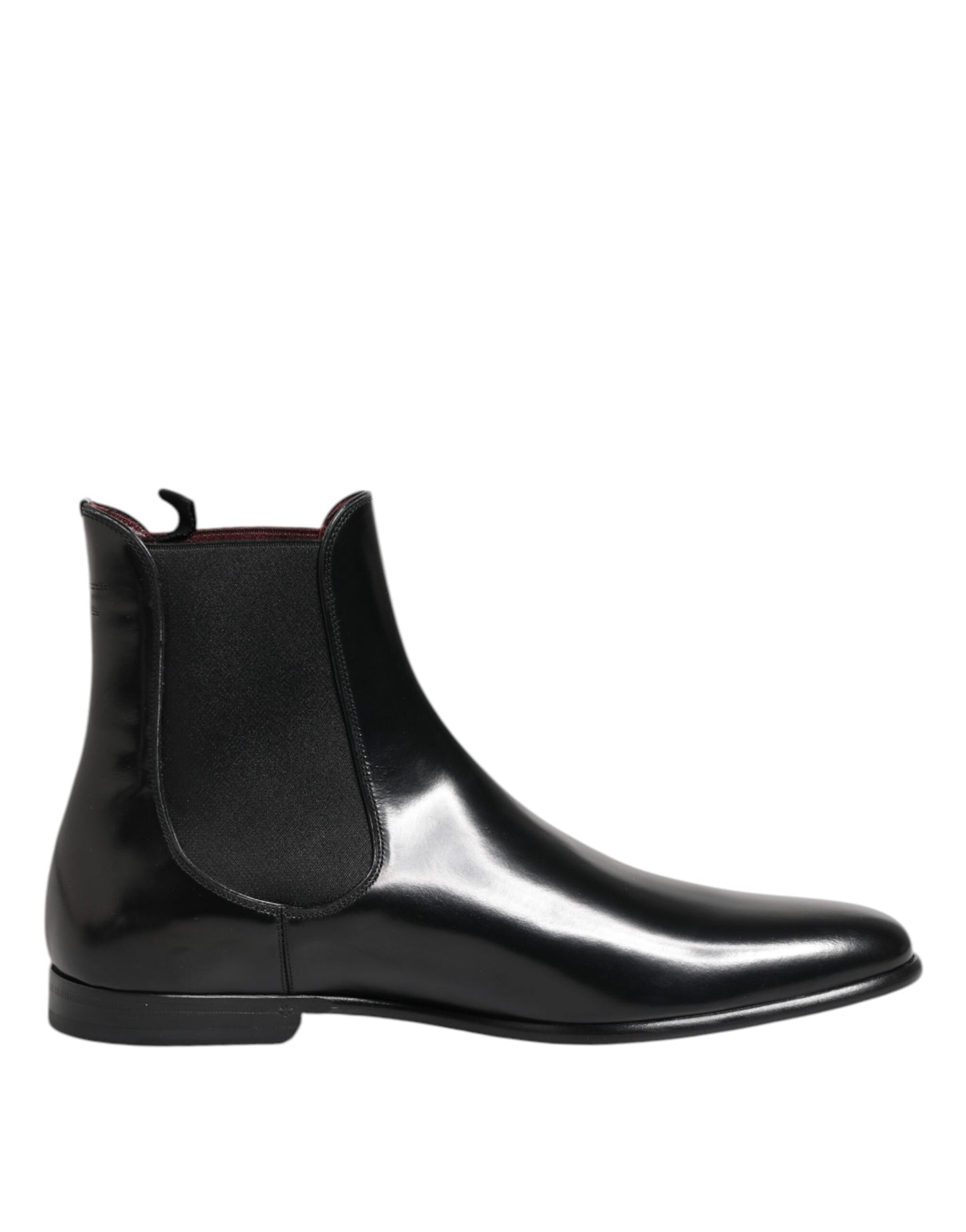 Dolce &amp; Gabbana Black Leather Slip On Mid Calf Boots Shoes