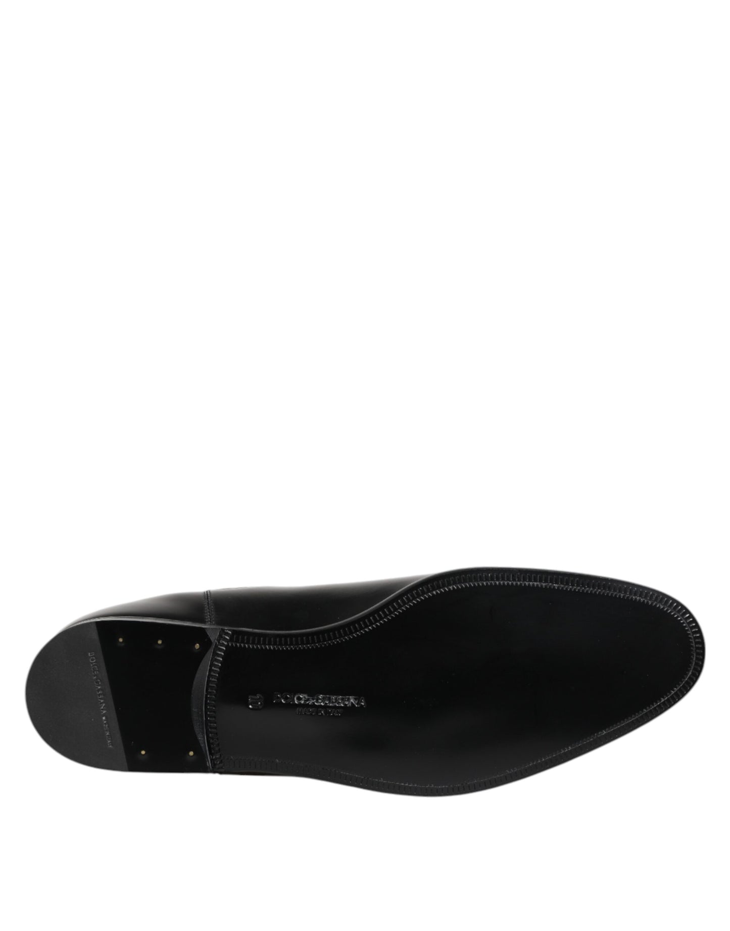 Dolce &amp; Gabbana Black Leather Slip On Mid Calf Boots Shoes