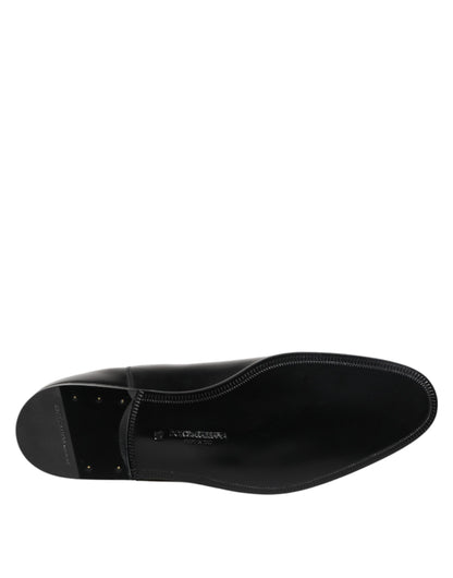 Dolce &amp; Gabbana Black Leather Slip On Mid Calf Boots Shoes