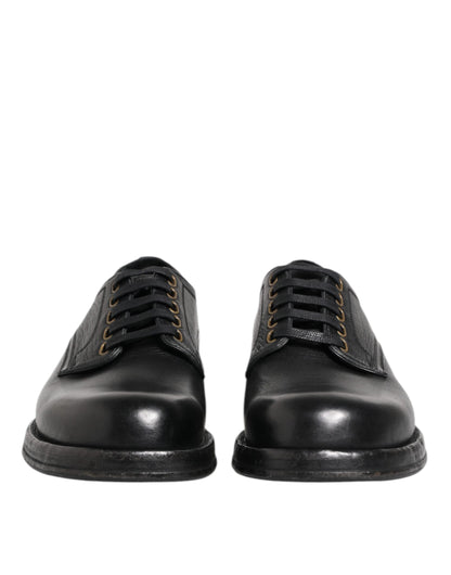 Dolce &amp; Gabbana – Schwarze Derby-Schuhe aus Leder mit Schnürung
