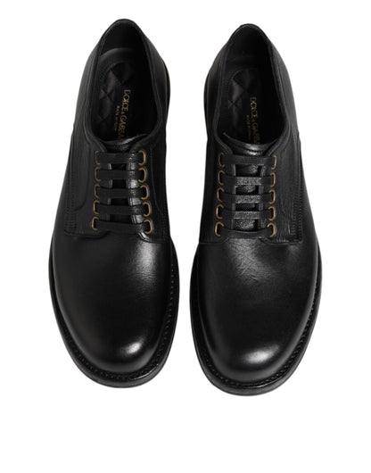 Dolce &amp; Gabbana – Schwarze Derby-Schuhe aus Leder mit Schnürung