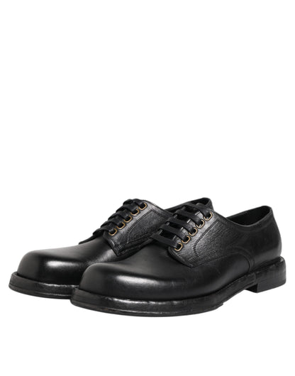 Dolce &amp; Gabbana – Schwarze Derby-Schuhe aus Leder mit Schnürung