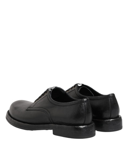 Dolce &amp; Gabbana – Schwarze Derby-Schuhe aus Leder mit Schnürung