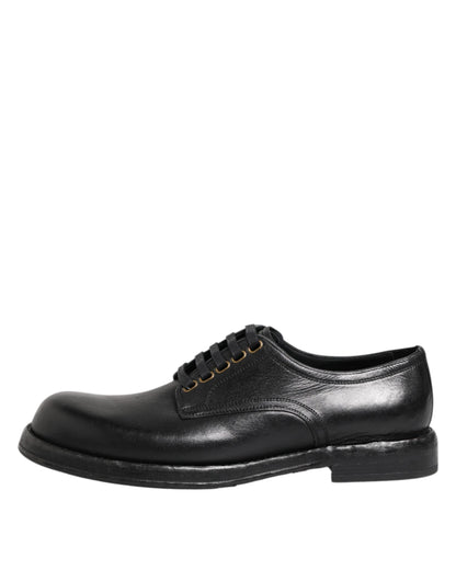 Dolce &amp; Gabbana – Schwarze Derby-Schuhe aus Leder mit Schnürung