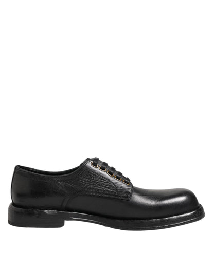 Dolce &amp; Gabbana – Schwarze Derby-Schuhe aus Leder mit Schnürung