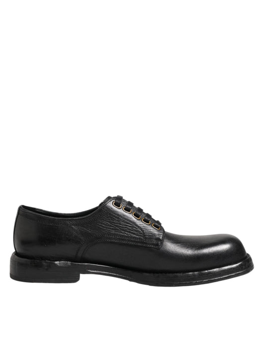Dolce &amp; Gabbana – Schwarze Derby-Schuhe aus Leder mit Schnürung