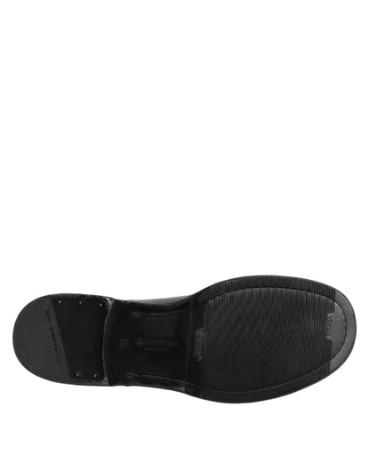 Dolce &amp; Gabbana – Schwarze Derby-Schuhe aus Leder mit Schnürung