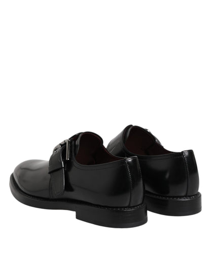 Dolce &amp; Gabbana – Formelle Derby-Schuhe aus schwarzem Leder mit Monkstrap
