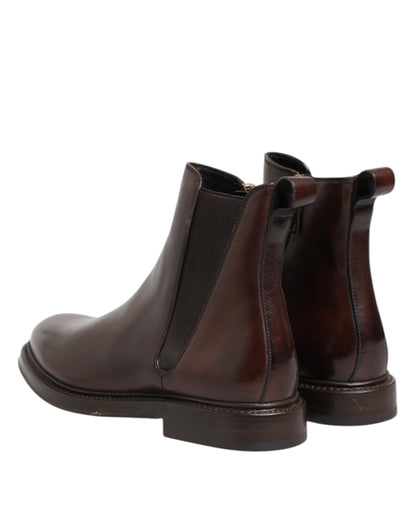 Dolce &amp; Gabbana – Chelsea-Stiefel aus Leder in Braun mit halbhohem Schaft