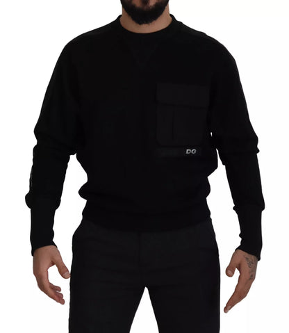 Dolce &amp; Gabbana – Schwarzes Sweatshirt mit Rundhalsausschnitt aus Baumwolle