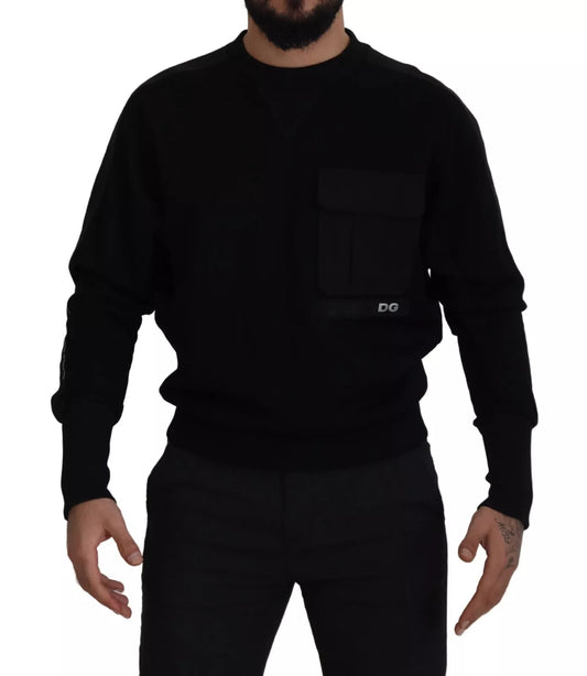 Dolce &amp; Gabbana – Schwarzes Sweatshirt mit Rundhalsausschnitt aus Baumwolle