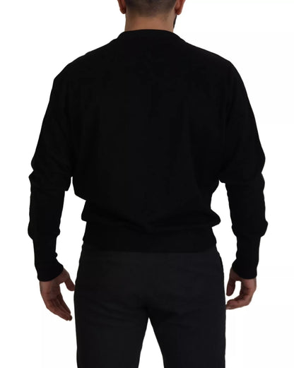 Dolce &amp; Gabbana – Schwarzes Sweatshirt mit Rundhalsausschnitt aus Baumwolle