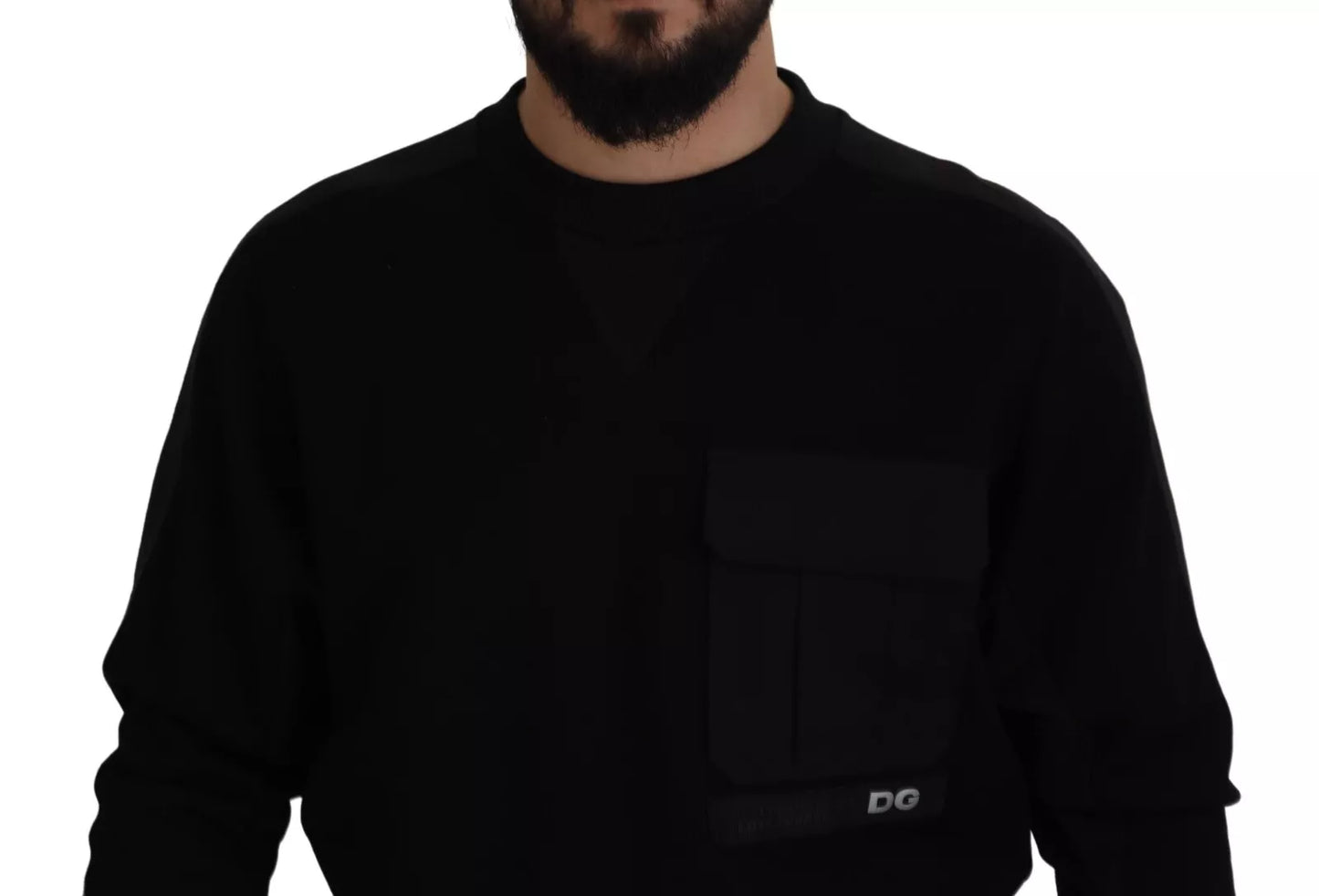 Dolce &amp; Gabbana – Schwarzes Sweatshirt mit Rundhalsausschnitt aus Baumwolle