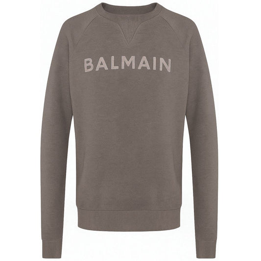 Grauer Baumwollpullover von Balmain