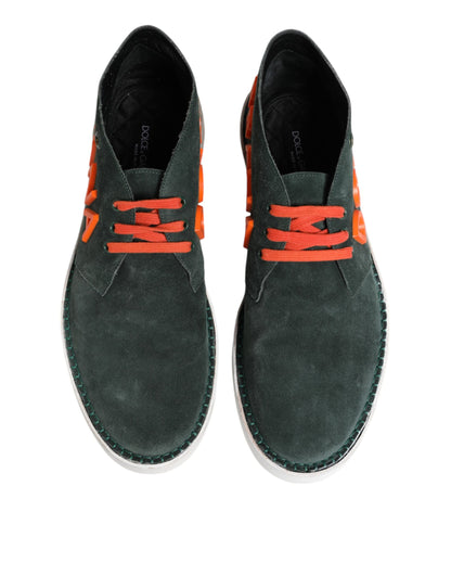 Dolce &amp; Gabbana Green Derby Logo Casual Men Sneakers Shoes