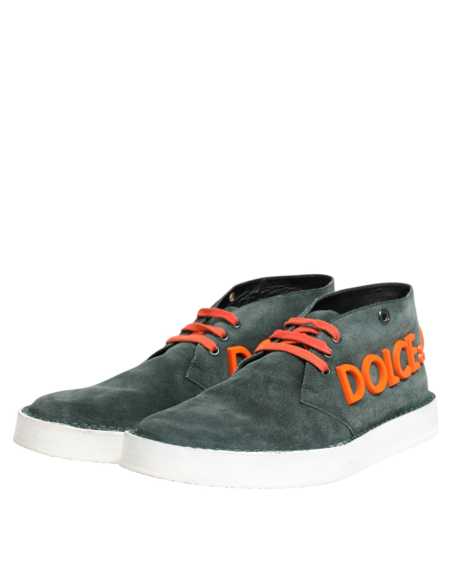 Dolce &amp; Gabbana Green Derby Logo Casual Men Sneakers Shoes