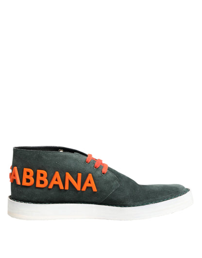 Dolce &amp; Gabbana Green Derby Logo Casual Men Sneakers Shoes
