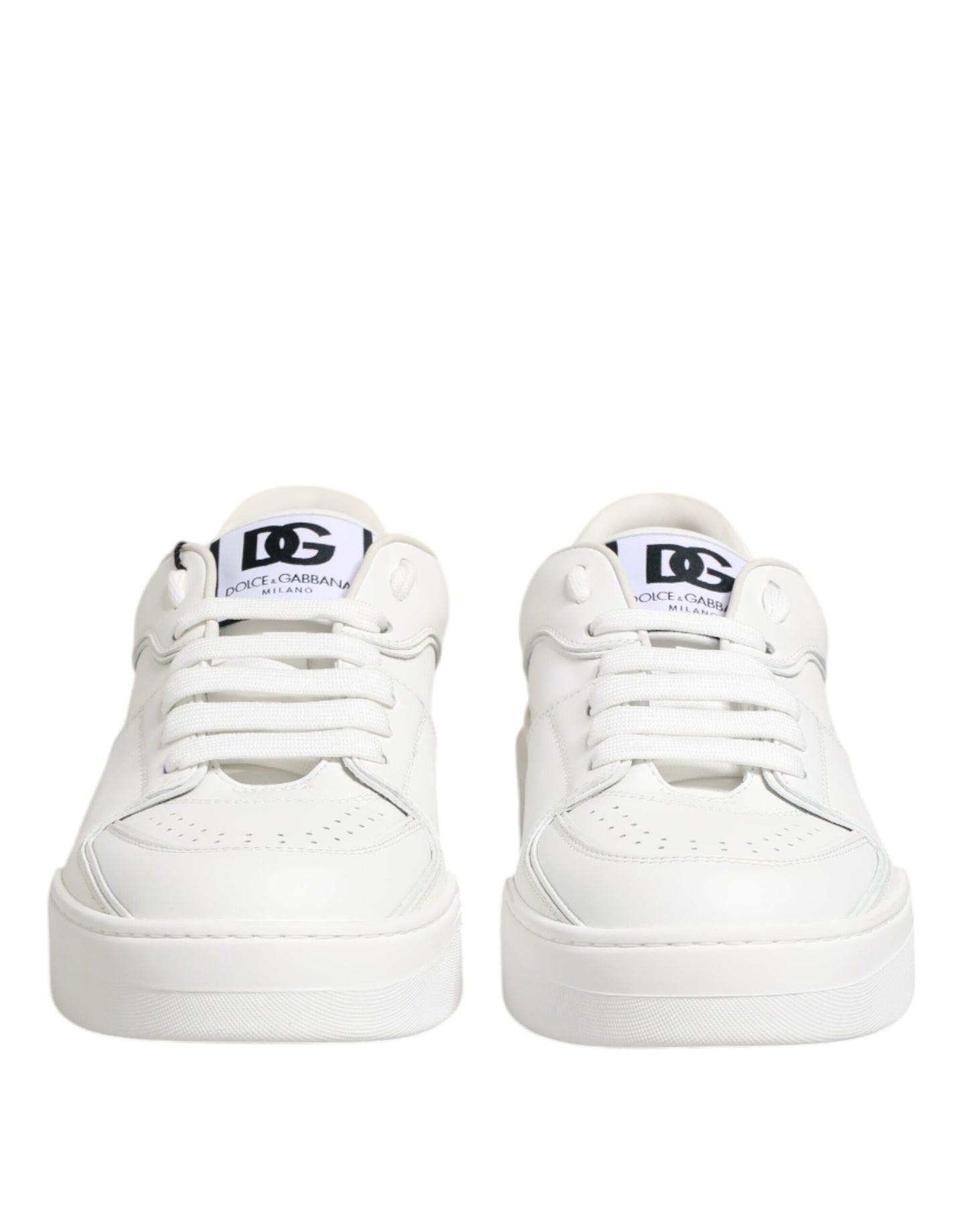 Dolce &amp; Gabbana White Miami Leather Low Top Sneakers Shoes
