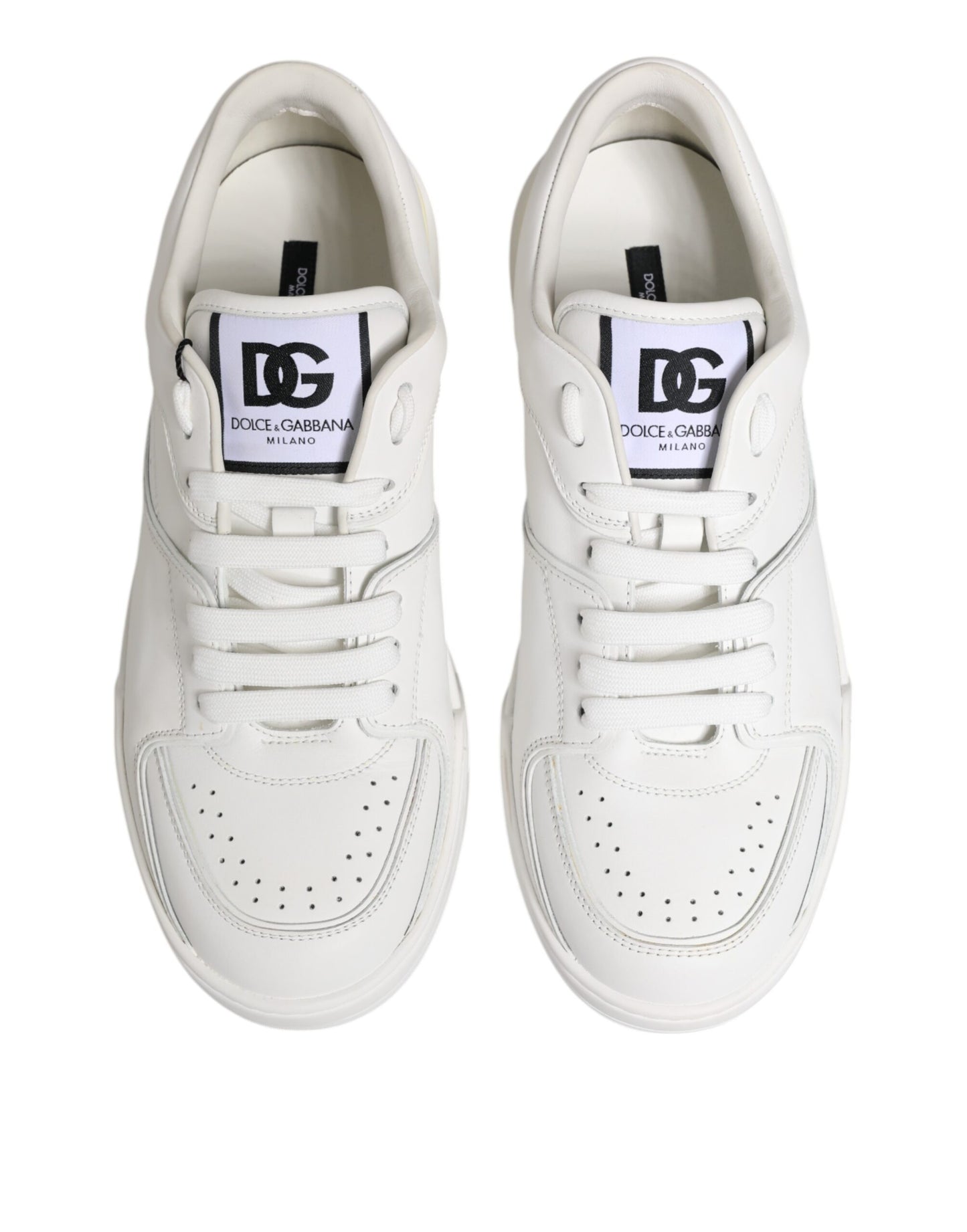 Dolce &amp; Gabbana White Miami Leather Low Top Sneakers Shoes