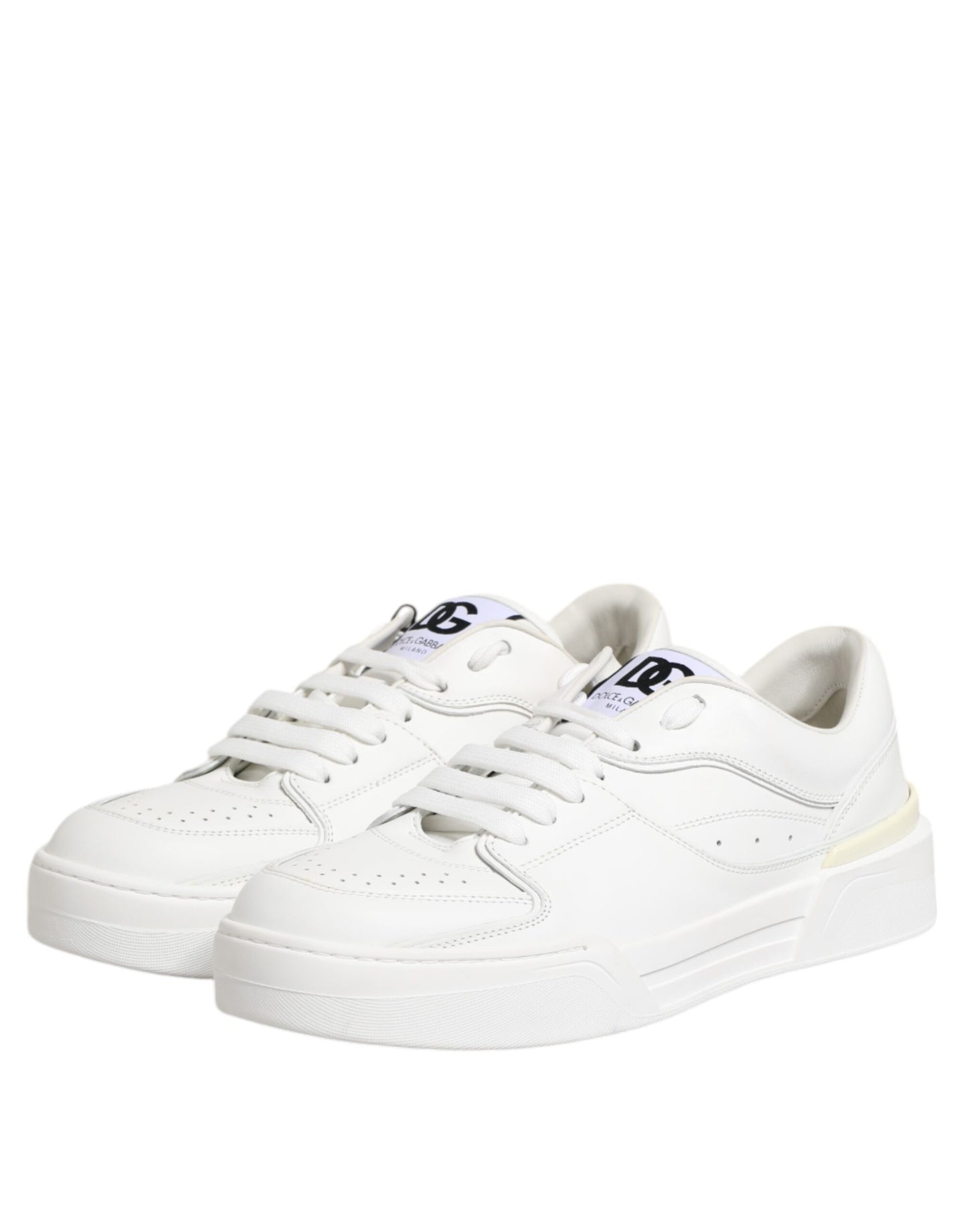 Dolce &amp; Gabbana White Miami Leather Low Top Sneakers Shoes