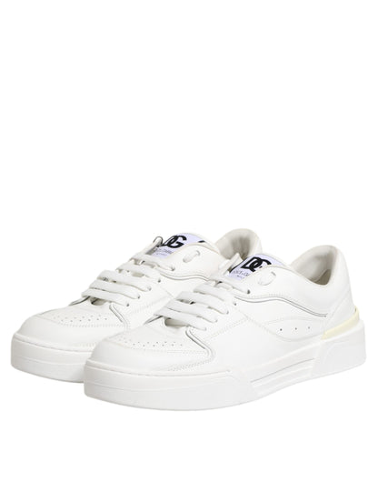 Dolce &amp; Gabbana White Miami Leather Low Top Sneakers Shoes