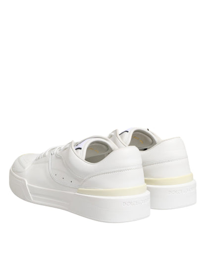 Dolce &amp; Gabbana White Miami Leather Low Top Sneakers Shoes