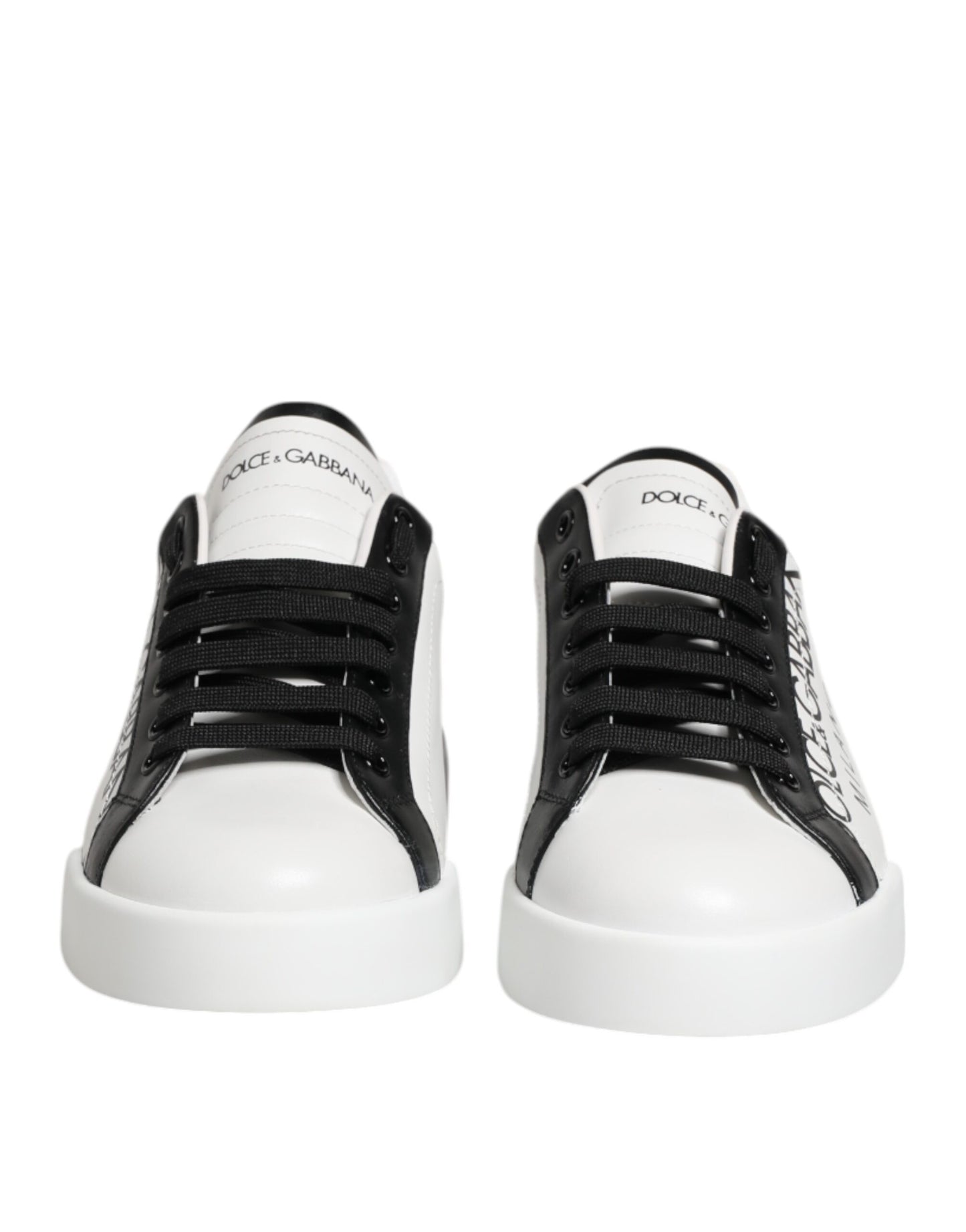 Dolce &amp; Gabbana White Black Crown Low Top Men Sneakers Shoes
