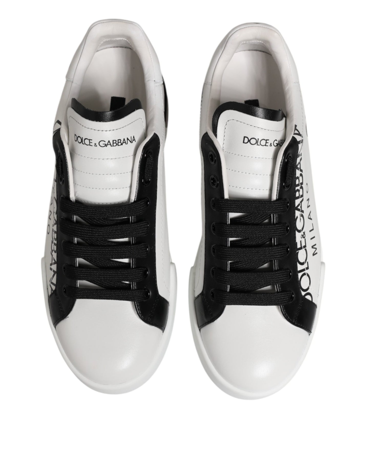 Dolce &amp; Gabbana White Black Crown Low Top Men Sneakers Shoes