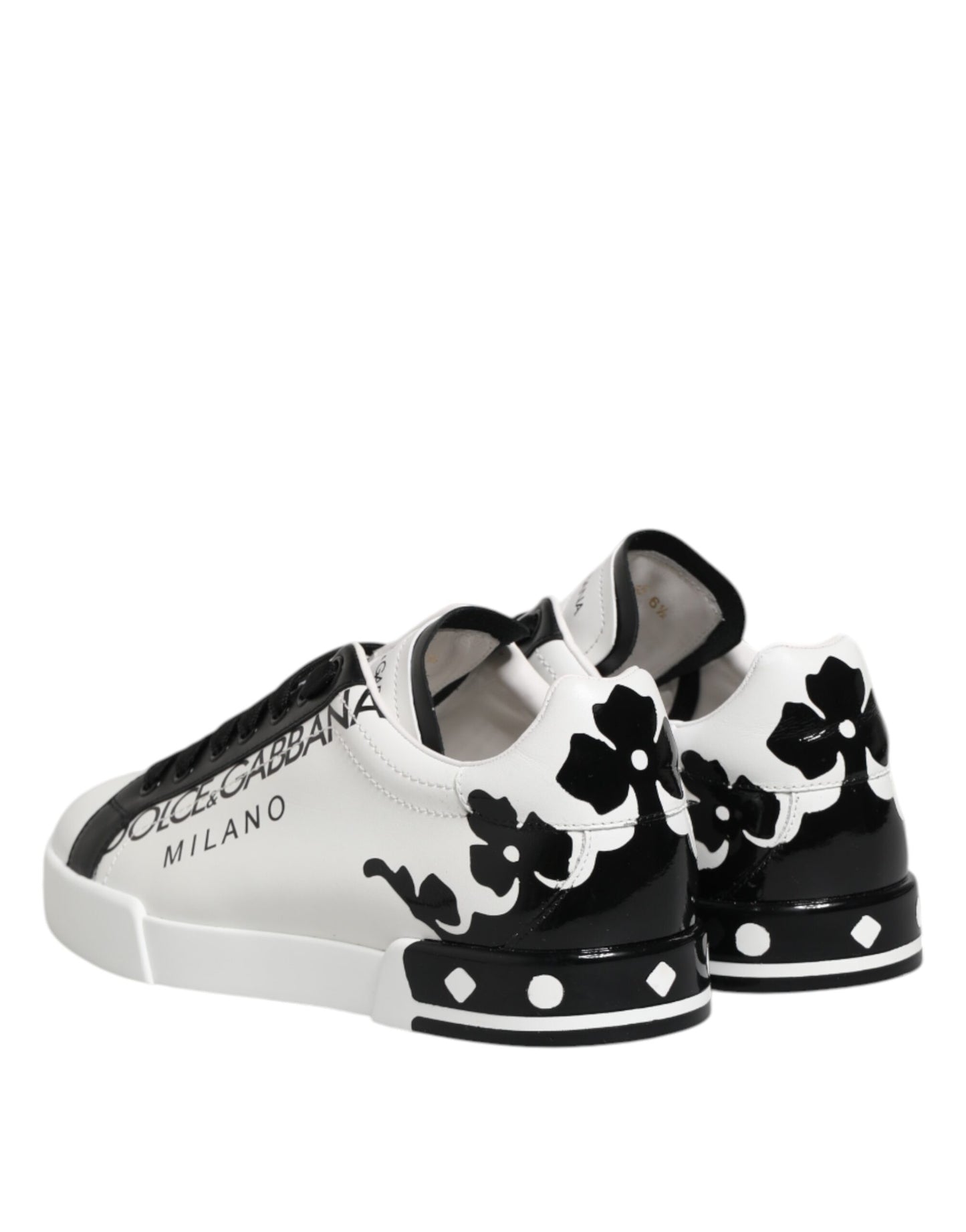 Dolce &amp; Gabbana White Black Crown Low Top Men Sneakers Shoes