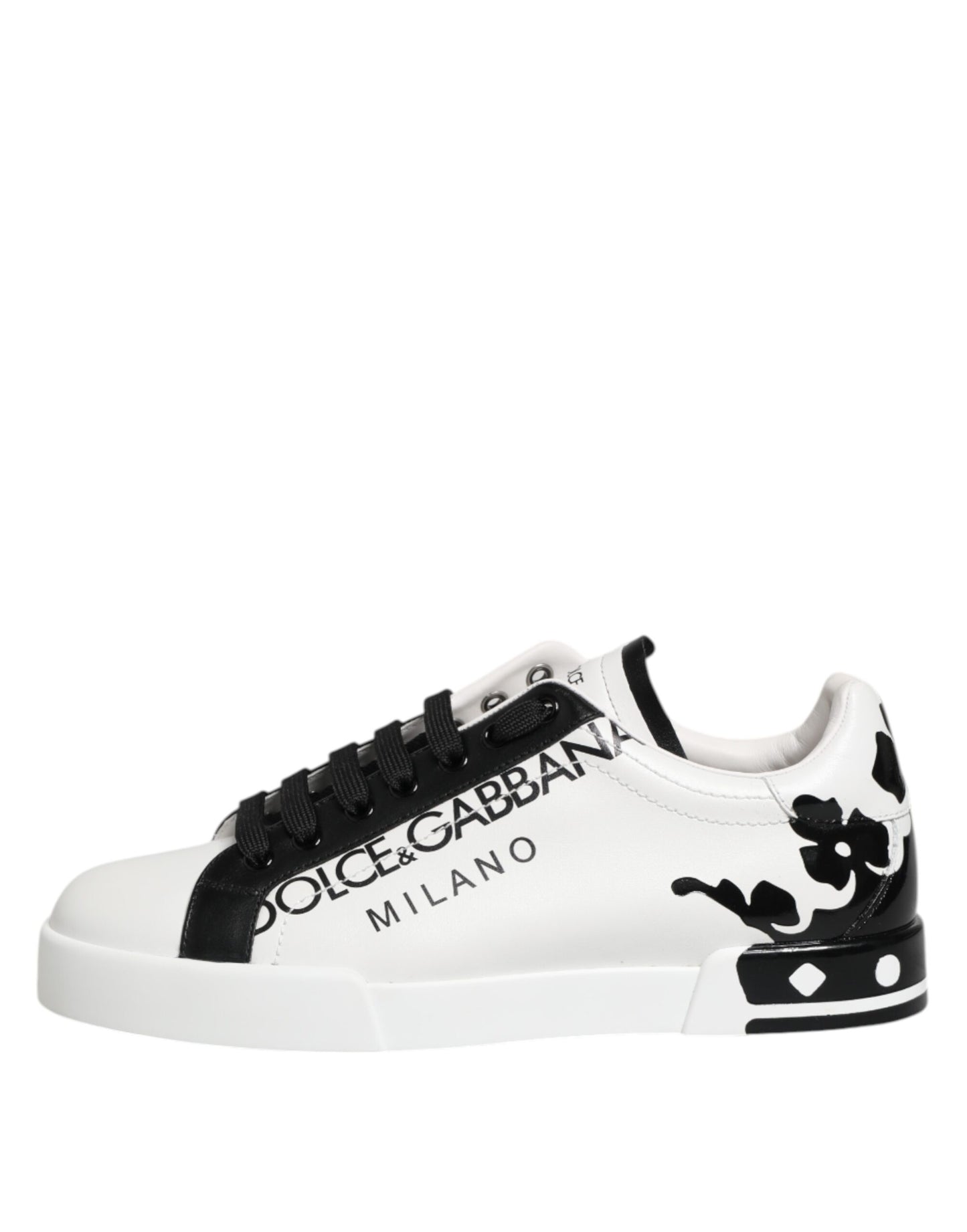 Dolce &amp; Gabbana White Black Crown Low Top Men Sneakers Shoes