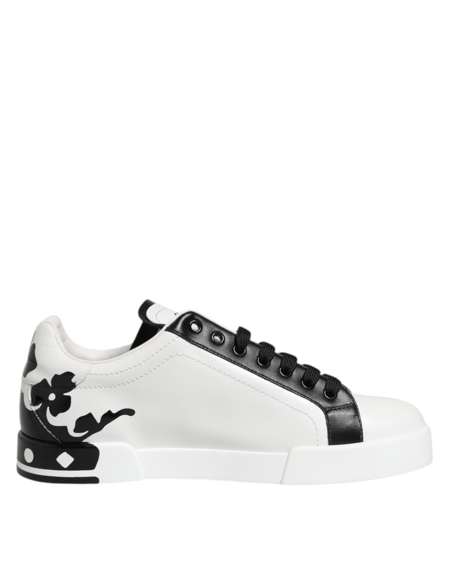 Dolce &amp; Gabbana White Black Crown Low Top Men Sneakers Shoes