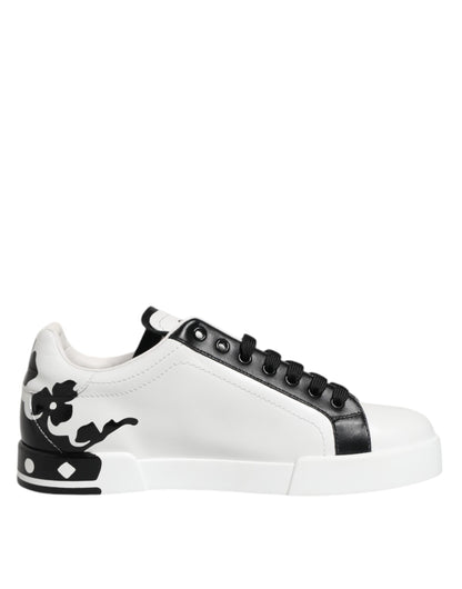 Dolce &amp; Gabbana White Black Crown Low Top Men Sneakers Shoes