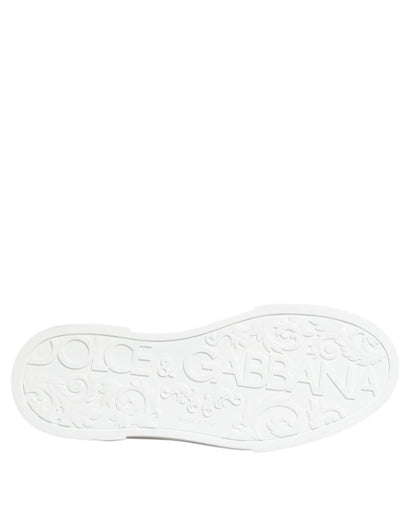 Dolce &amp; Gabbana White Black Crown Low Top Men Sneakers Shoes