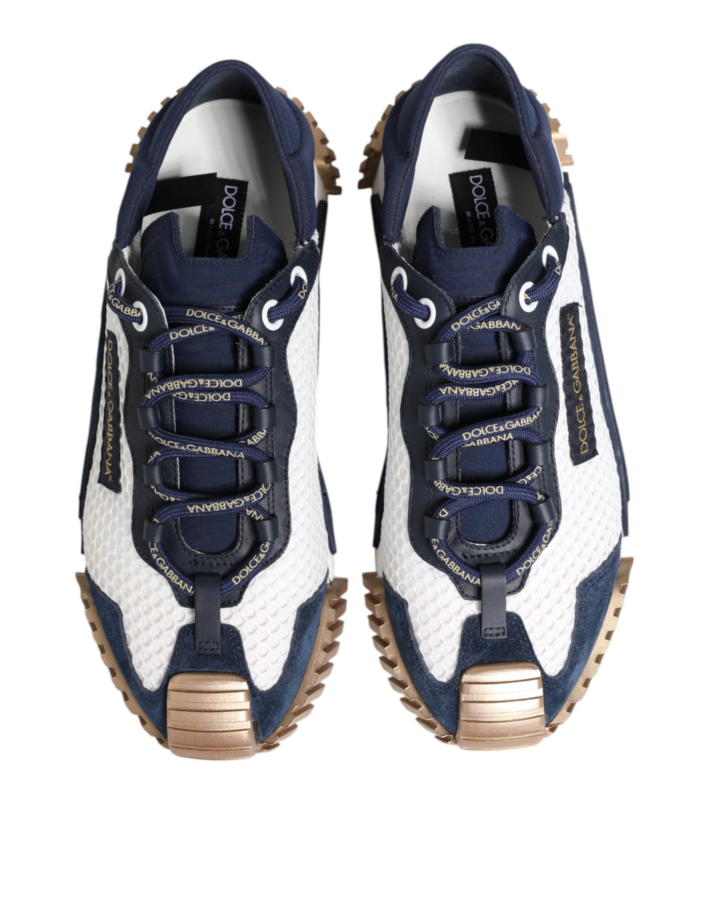 Dolce &amp; Gabbana Blue White Low Top NS1 Men Sneakers Shoes