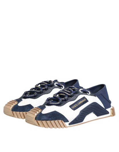 Dolce &amp; Gabbana Blue White Low Top NS1 Men Sneakers Shoes