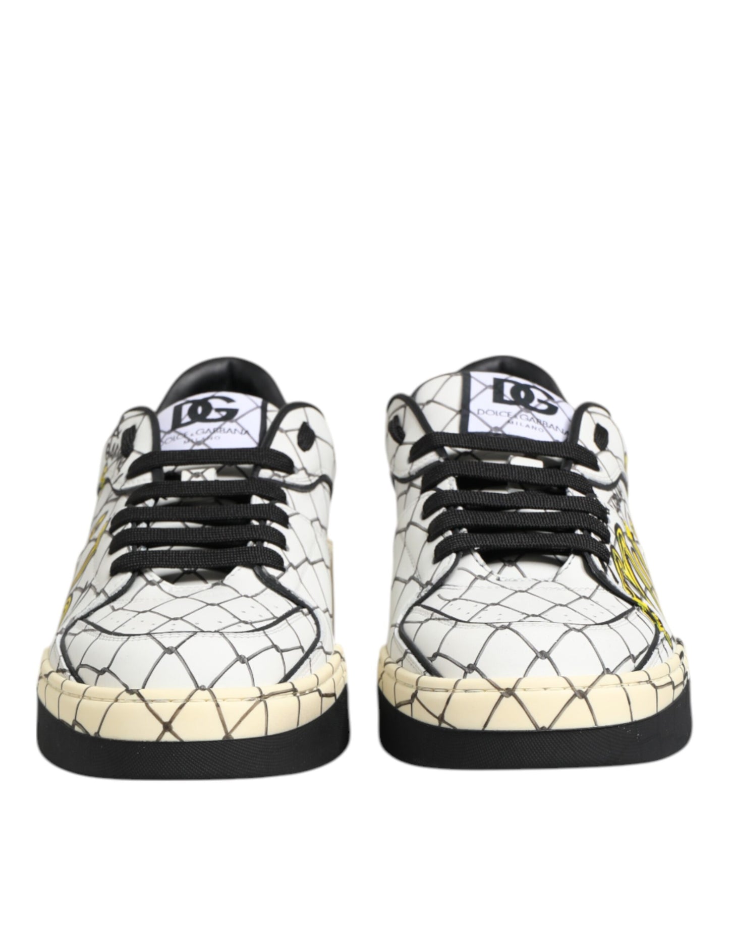 Dolce &amp; Gabbana White Logo Print Low Top Men Sneakers Shoes